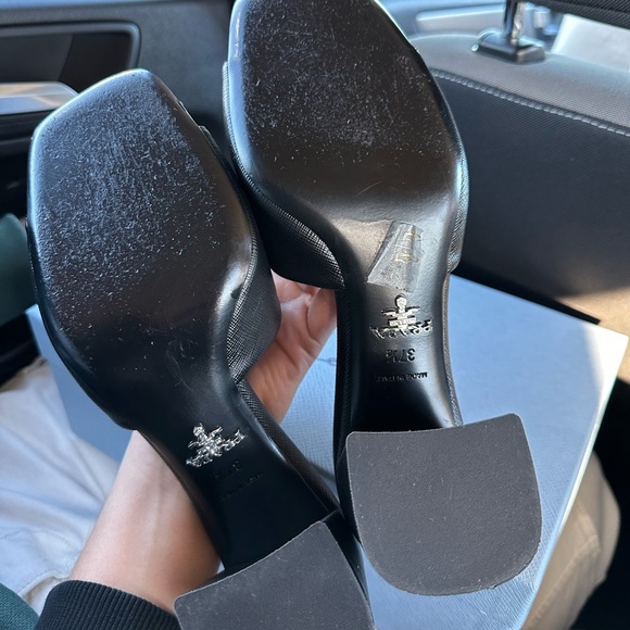 Prada leather block-heel mule sandals